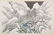 HARUMITSU UTAGAWA, Landscape with Mountain Gorge in the Snow, ink and colour on silk